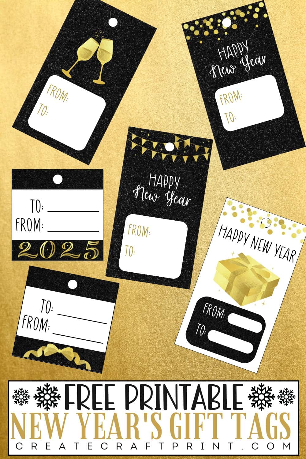 free happy New Year gift tag printables 