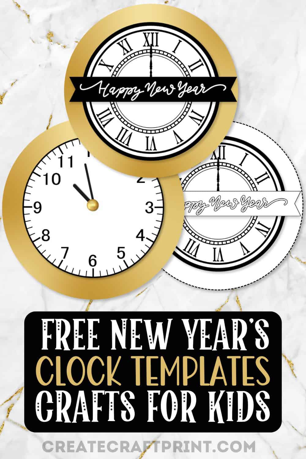 Free Midnight Clock Templates New Year's Craft For Kids