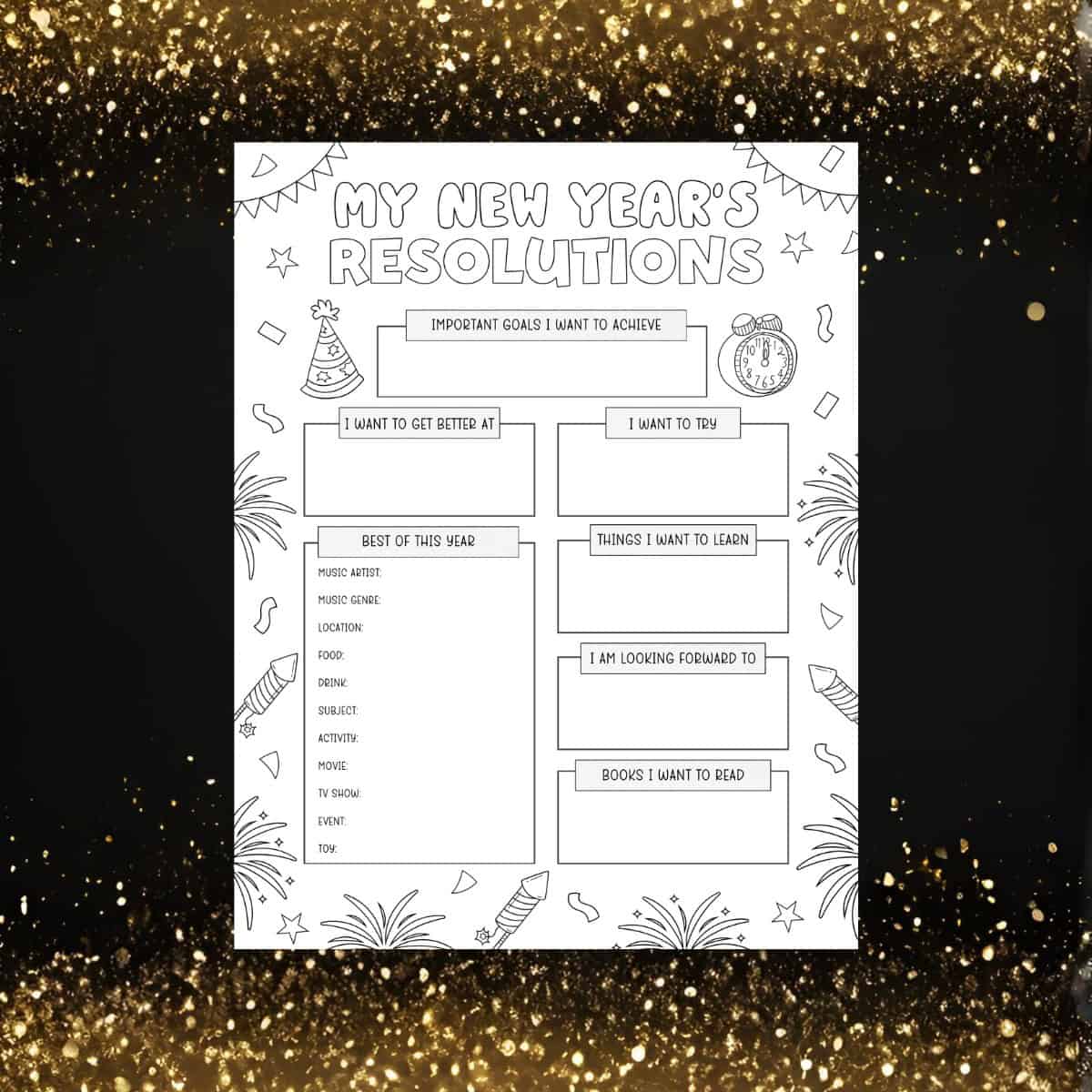 Free Printable New Year’s Resolution Worksheet for Kids