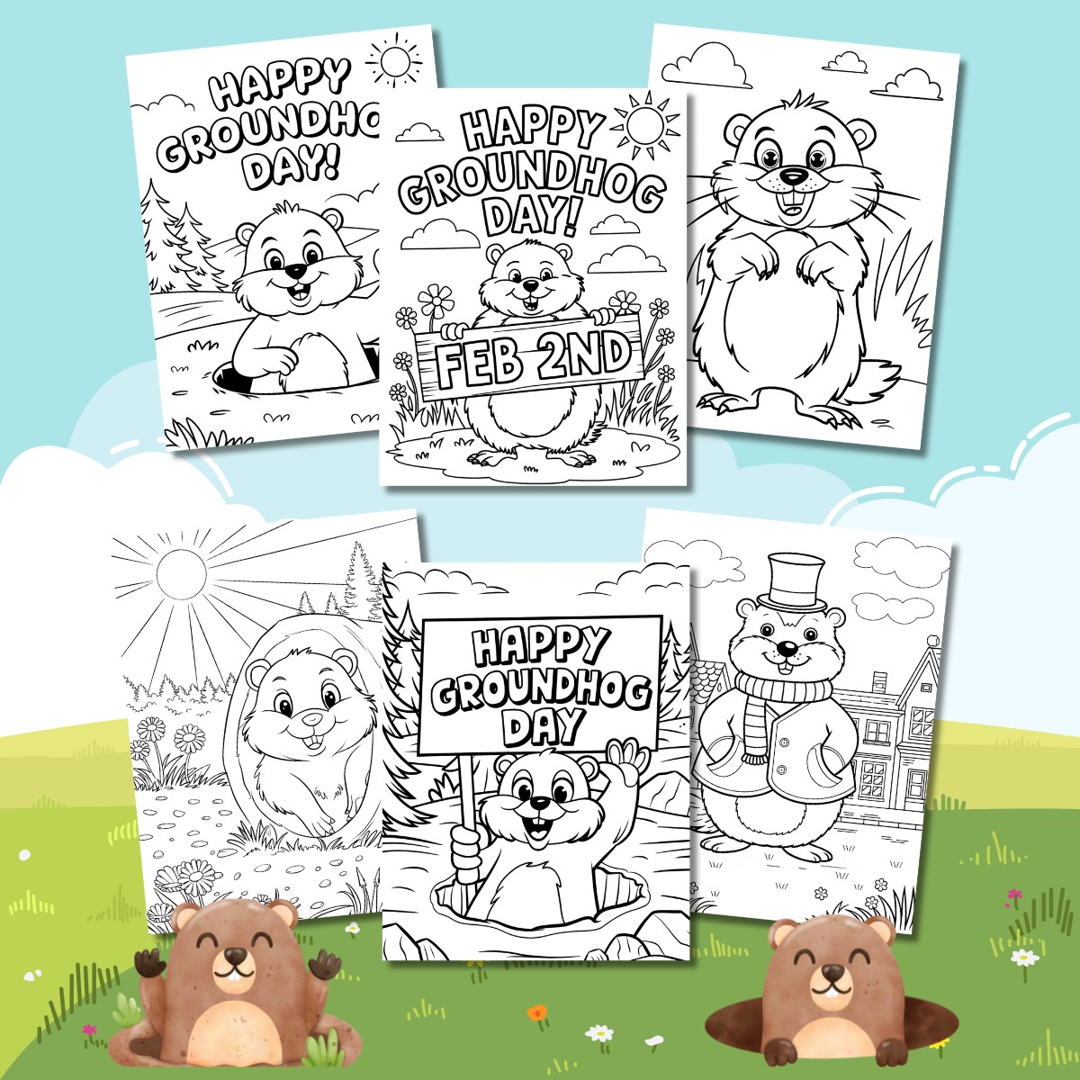 Groundhog Day coloring pages