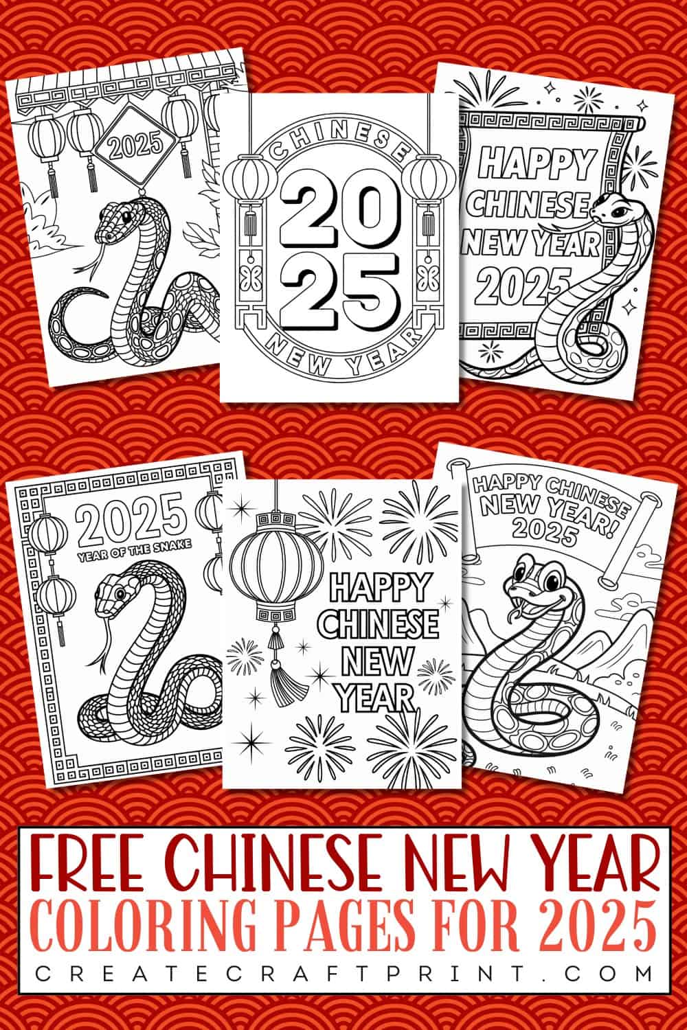 Free Printable Chinese New Year Coloring Pages for the 2025 Year of the Snake