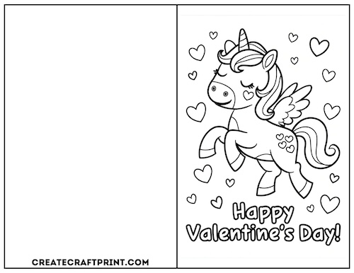 unicorn, hearts, and the text "Happy Valentine’s Day.