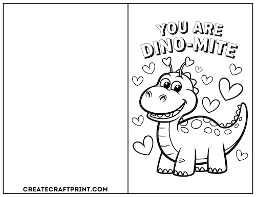 card featuring a smiling dinosaur and the text "You Are Dino-Mite."