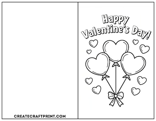 card with three heart balloons and the words "Happy Valentine’s Day."