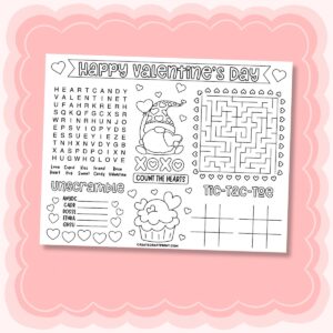 Free Printable Valentine’s Day Activity Placemat for Kids