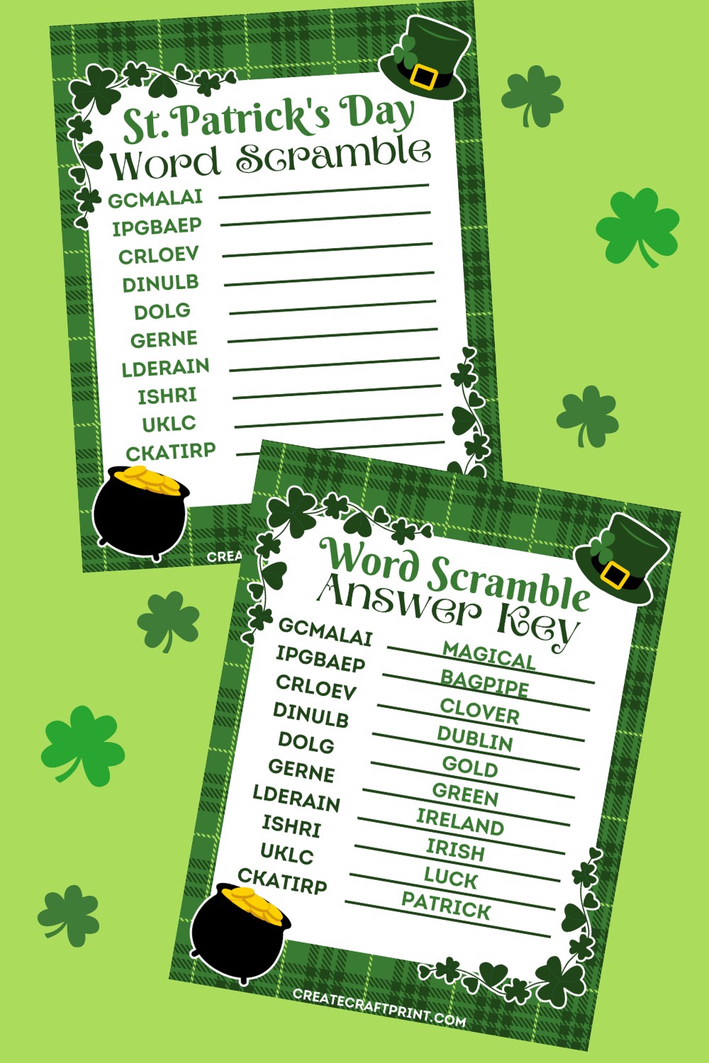 Free Printable St. Patrick’s Day Word Scramble for Kids