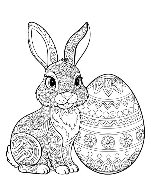 rabbit and easter egg mandala design.