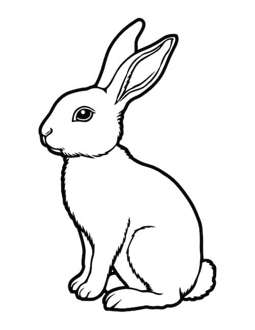 Realistic rabbit outline in a sitting pose.