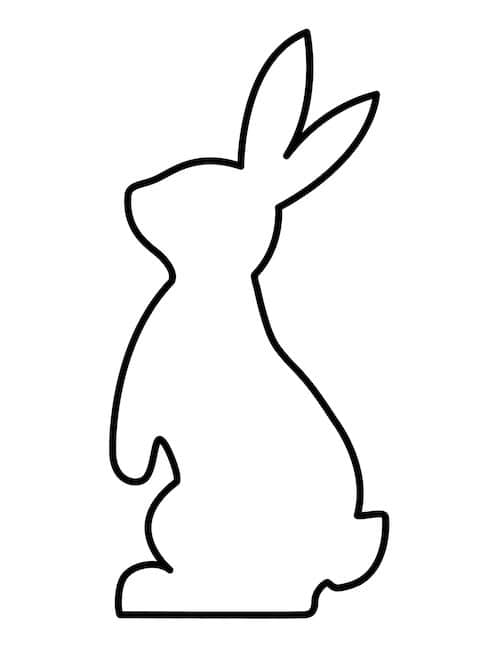 Standing bunny silhouette coloring page.