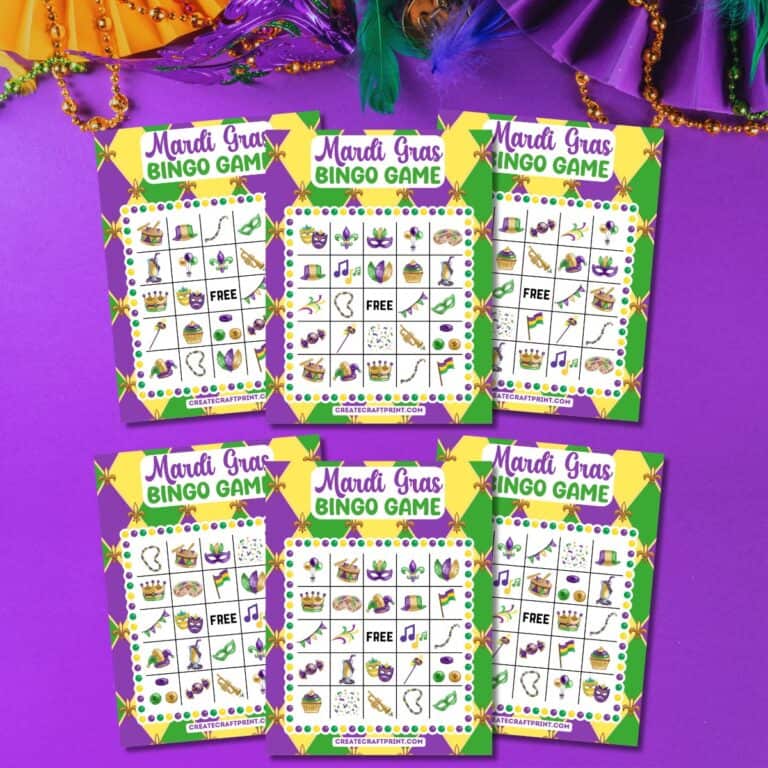 Free Printable Mardi Gras Bingo Cards