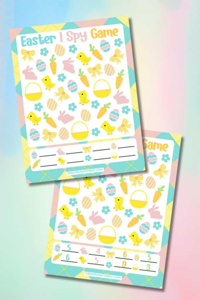 free printable answer key and i spy game on pastel background