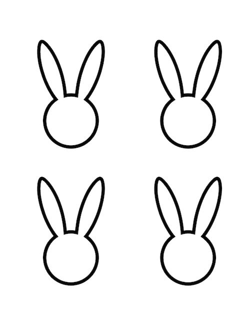 Printable bunny head templates with four round faces.