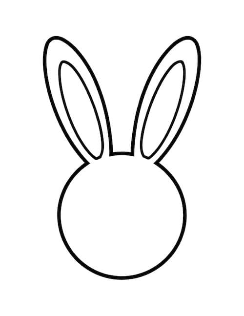 Printable head template with inner ear details for Easter crafts.