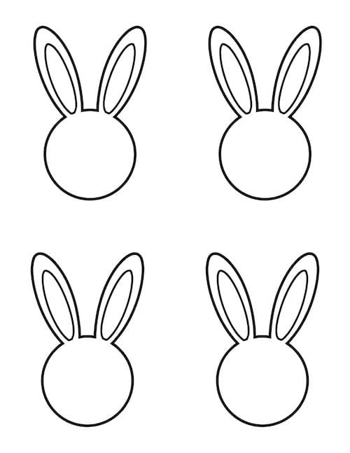 Free Easter bunny templates with four round heads.