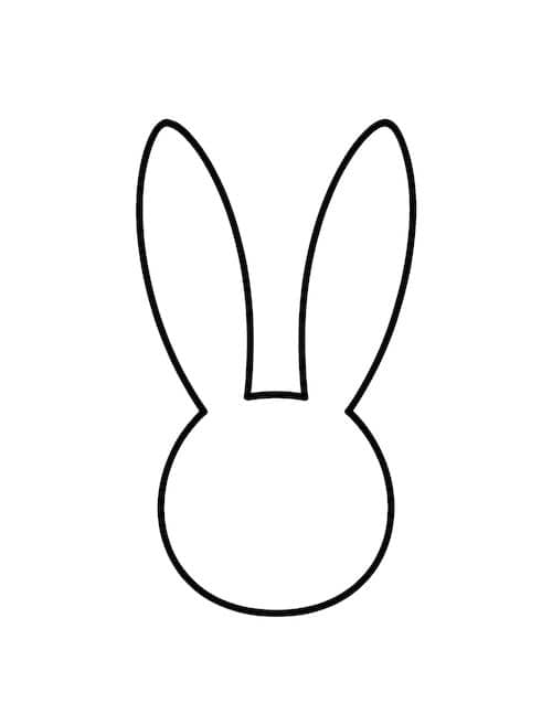 Free Easter bunny head outline template for crafts and coloring.